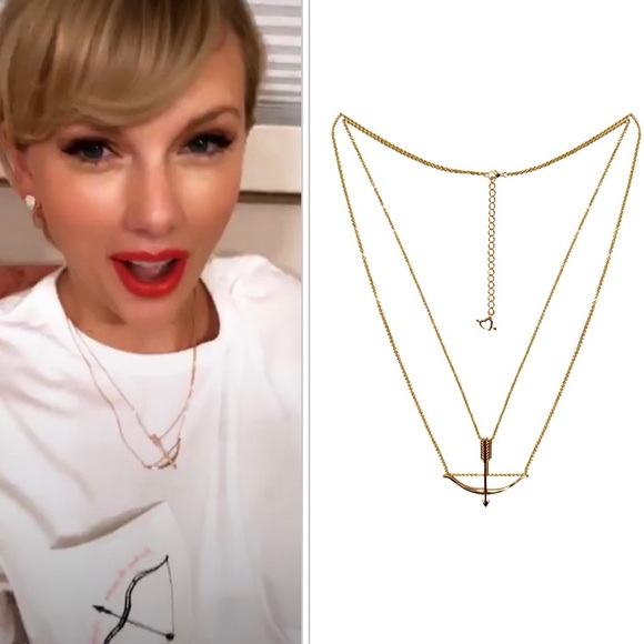 TAYLOR SWIFT The Archer Gold Arrow Lover Necklace NIB - Picture 1 of 9